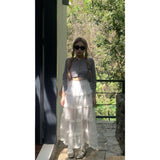 Picsgirl Maxi Long Tulle White Mesh Skirts for Women Gothic Pleated Skirt Casual Fairycore Summer Jupe Longue Falda Mujer