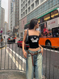 PICSGIRL  -  Knee-long Women Denim Shorts Gradient Blue Wash Cropped Jeans Straight Wide Leg Casual Pants Y2k Vintage Streetwear