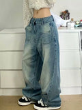 PICSGIRL  -  Vintage Street Style Oversized Jeans Women Grunge 2000s High Waist Denim Pants Y2k Aesthetic American Retro Fashion