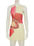 PICSGIRL  -  Holiday Floral Bodycon Dress Beach Style Sexy Slim O-Neck Sleeveless Mini Dresses For Women 2025 Summer Fashion Lady