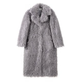 PICSGIRL  -  casual winter outfits Extra Long Luxury Lamb Fur Teddy Coat Women 2024 Winter Ladies Mob Wife Style Oversized Chunky Faux Fur Jacket Overcoat