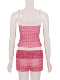 PICSGIRL  -  Two-Piece Set Plaid Print Y2K Sexy Camisole and Shorts Outfits for Women Clubwear 90s Fashion Korean Summer Suits