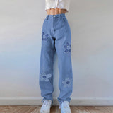 PICSGIRL  -  Floral Patchwork Casual Vintage Jeans Women High Waist Denim Pants Capris Fashion Elegant Trousers Ladies Summer Y2k Pants