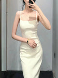 PICSGIRL  -  One-shoulder High-grade Backless Temperament Long Skirt New Women's One-neck Simple Knit Sling Dress