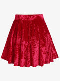 PICSGIRL  -  Plus Size Velvet Mini A Line Skirt Ladies Christmas Skirts Red Fashion Bottoms Xmas Skirt