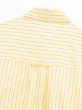 PICSGIRL  -  Yellow Striped Shirts For Women Summer Casual Long Sleeve Single Breasted Lapel Collar Blouses Simple Fashion Blouse 2024 New