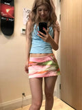 PICSGIRL  -  Y2k Aesthetic Mini A-Line Skirt Pink Printing Streetwear Saldas Mujer Moda 2024 Harajuku Zipper Grunge Skirts Women Summer Saia