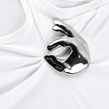 PICSGIRL  -  Hardware Detail Ribbed Tank Top Streetwear Fashion Y2k Clothes Girl Summer Tight Fitted Crop Tops White Black Tees