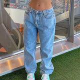 PICSGIRL  -  Y2k Denim Trousers Low Waist Jeans Women Baggy Jeans New Fashion Straight Leg Pants Vintage Loose Blue Washed Jeans