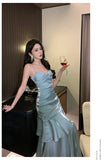 PICSGIRL  -  Vintage Long Dress Women Party Prom Sexy Spaghetti Strap Maxi Dresses Elegant Ruffles Robe Summer Korean Bodycon Vestidos