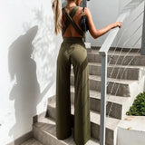 PICSGIRL  -  2024 New Women Hollow Out Strappy Jumpsuit Elegant V-Neck Sexy Bodysuit Romper Casual Fashion Solid Color Summer Jumpsuit OFE01