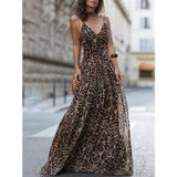 PICSGIRL  -  Leopard Printed Elegant Evening Party Dresses for Women Sexy Long Sleeveless Vintage Chiffon Female Chic Y2k Fashion