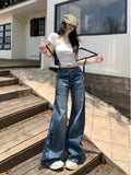 PICSGIRL  -  Fashion Simple Solid Color Washed Blue Casual Jeans Women Y2K Retro Streetwear Harajuku Loose High Waist Wide Leg Jeans