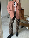 PICSGIRL  -  Leopard Printed Long Pants Women's 2024 Spring Autumn Slim Single Button Pencil Trousers Female Stylish High Waist Ladies Pants