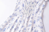 PICSGIRL  -  French Retro Slim Fit Small Flying Sleeves Printed Dress Women Summer New Short Floral Skirt