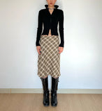 Picsgirl -  Women High Waist Plaid A-Line Midi Skirt