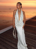 PICSGIRL  -  Vacation Temperament 2-Piece Set Women Swing Collar Arabesques Backless Tops+Smooth Skirts Beach Party Matching Suits