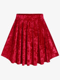 PICSGIRL  -  Plus Size Velvet Mini A Line Skirt Ladies Christmas Skirts Red Fashion Bottoms Xmas Skirt