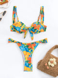 PICSGIRL  -  Push Up Bikinis 2024 Women Swimsuit Female Swimwear Print Floral Beach Thong Brazilian Bikinis Set Bathing Suit Beachwear