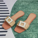 PICSGIRL  -  Transparent PVC Flat Slippers for Women 2025 Square Toe Outdoor Fashion Cross Design Female Slides Plus Size Summer Beach Shoes