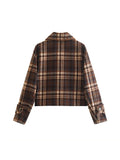 PICSGIRL  -  Women Fashion With Pockets Plaid Single Breasted Jackets Vintage Lapel Neck Long Sleeves Female Chic Lady Outfits