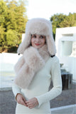 PICSGIRL  -  Hat Scarf Set Winter Warm Earmuffs Hat Girl Hat Natural Fluffy Plush Hat Leather Hat  Шапка Женская