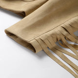 PICSGIRL  -  Vintage Tassels Women's Jacket New Casual Solid Color Women's Coat V-neck Single Breasted Long Sleeve Jackets Female Fashion
