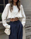 PICSGIRL  -  Navy Stripe Wide Legs Pants Women Street Casual High Waist Trousers Fashion 2024 Office Ladies Floor-Length Pants