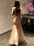 PICSGIRL  -  Sexy Sequin Womens Dresses Elegan Mesh Patchwork Wedding Evening Party Mermaid Dress Summer Spring Female Vestidos Long Robe New