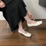 PICSGIRL  -  French Style Classic Ballet Shoes Bandage Ballet Shoes Women Square Toe Women Flats Elegant Valentine Shoes