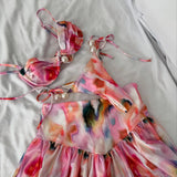 PICSGIRL  -  New 3Pcs Pearl Bikini Sexy Swimsuit Women Swimwear Female Floral Biquini Mini Skirt Push Up Bathing Suits Bodysuit Beachwear