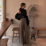 PICSGIRL  -  Solid Color Casual High Waist Wide Leg Pant Pleat Spring Summer Women's Pants Korean Chic Loose Drape Straight Trouser New