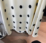 PICSGIRL  -  Spring Summer Women Chic Polka Dot Satin Long Skirt Fashion Elegant High Waist A-line Loose Versatile Pleated Skirt Lady 2024