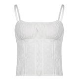 PICSGIRL  -  Women Sexy Y2K Fairy Grunge French Lace Trim Sleeveless Tops Square Neck Open Front Party Clubwear Cami