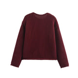 PICSGIRL  -  Women Hollow Out Chunky Knitted Cardigans 2024 Y2k Female Long Sleeve Metal Buttons Short Sweater Crop Top Knitwear Outerwear