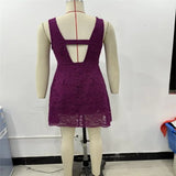 PICSGIRL  -  High-end lace short suspender dress for women summer new French style pure desire sexy backless A-line skirt