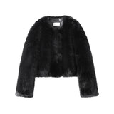 PICSGIRL  -  Short Faux Fur Coats Women Plush Autumn Winter O-neck Open Stitch Loose Women's Coat Long Sleeve Casual Jacket Female Streetwear