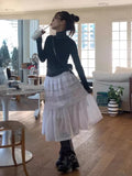 PICSGIRL  -  Y2k Aesthetic White Simple Pleated Skirts Women Vintage Summer Long Skirt Harajuku Streetwear Gothic Faldas Largas Mujer 2024