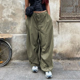 PICSGIRL  -  2024 women's new pants with large pockets and drawstring, fashionable low waisted wide leg casual pants streetwear women