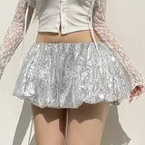 PICSGIRL  -  party look snspos Silver Sequin Skirt Women High Waist Mini Skirt Woman Fashion Shiny Pleated Elegant Short Skirt Party Club Y2k Outfits