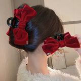 PICSGIRL  -  Big Bow Hair Clip Women Girls Double-Sided Velvet Bowknot Shark Clips Korea Back Head Hairpin Autumn Winter Headwear Accessories