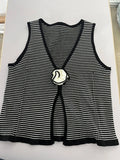 PICSGIRL  -  Flower Striped Knitted Tank Tops Women 2024 New Chic Casual V Neck Sleeveless Split Cropped Top Summer Vintage Fashion Slim Vest