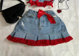 PICSGIRL  -  Korean Gothic Sexy Hottie Denim Skirt Suit for Women Harajuku Y2k Style High Street Retro Design Cute Mini Skirt Punk Slim Top