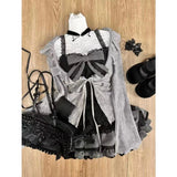 PICSGIRL  -  Sweet Lolita Lace Up Ruffles Cardigan+ Sexy Slim Fit Strapless Vest Tops+ High Waist Ruched Skirts Early Autumn Three Piece Sets