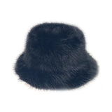 PICSGIRL  -  Fluffy Fur Bucket Hat for Women Imitation Mink Hair Warm Basin Cap Thickened Plush Winter Hats Lady Fashion Panama Fisherman Cap