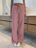 PICSGIRL  -  Y2K American Striped Loose Casual Pants Women Low Rise Lacing Straight Leg Pants Female Autumn Winter Street New Trousers