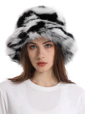 PICSGIRL  -  Winter Hat New Candy Color Faux Fur Y2k Warm Plush Basin Hat Unisex Bucket Hat Bob Homme