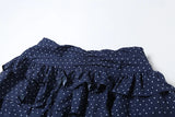 PICSGIRL  -  Low-Neck Polka Dots Women Two-Piece Set Halter Sleeveless Backless Mini Top+Multi-Layered Ruffles Sweet Bottoms Suits