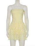 PICSGIRL  -  Holiday Slim Lace A-Line Dress Beach Style Sweet Sexy Slash Neck Sleeveless Mini Dresses For Women 2025 Summer Fashion