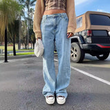 PICSGIRL  -  2024 High Waist Straight Women's Jeans Casual Women New Blue Denim Trousers Fashion Streetwear Wide Leg Baggy Pants